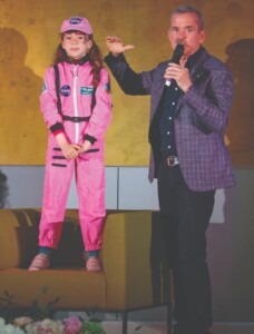With ambitions of getting to space, Olivia Martin Lebron aged 8 joins Chris Hadfield on stage for the main event