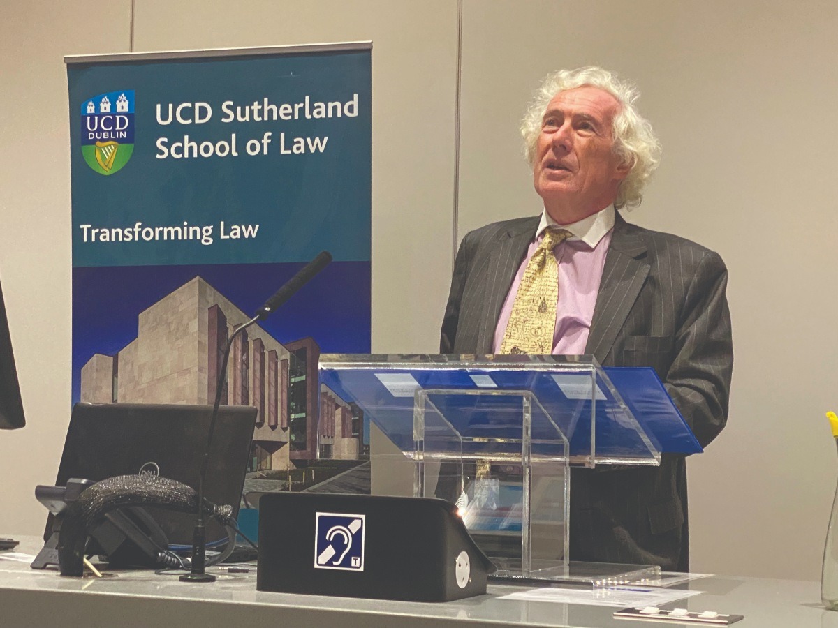 Lord Sumption delivering the keynote address at the John M. Kelly Memorial Lecture. 