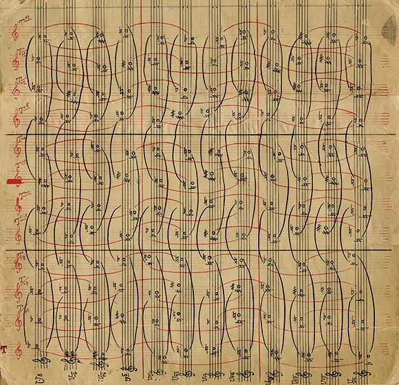 A  twelve-tone composition matrix by Arnold Schoenberg.