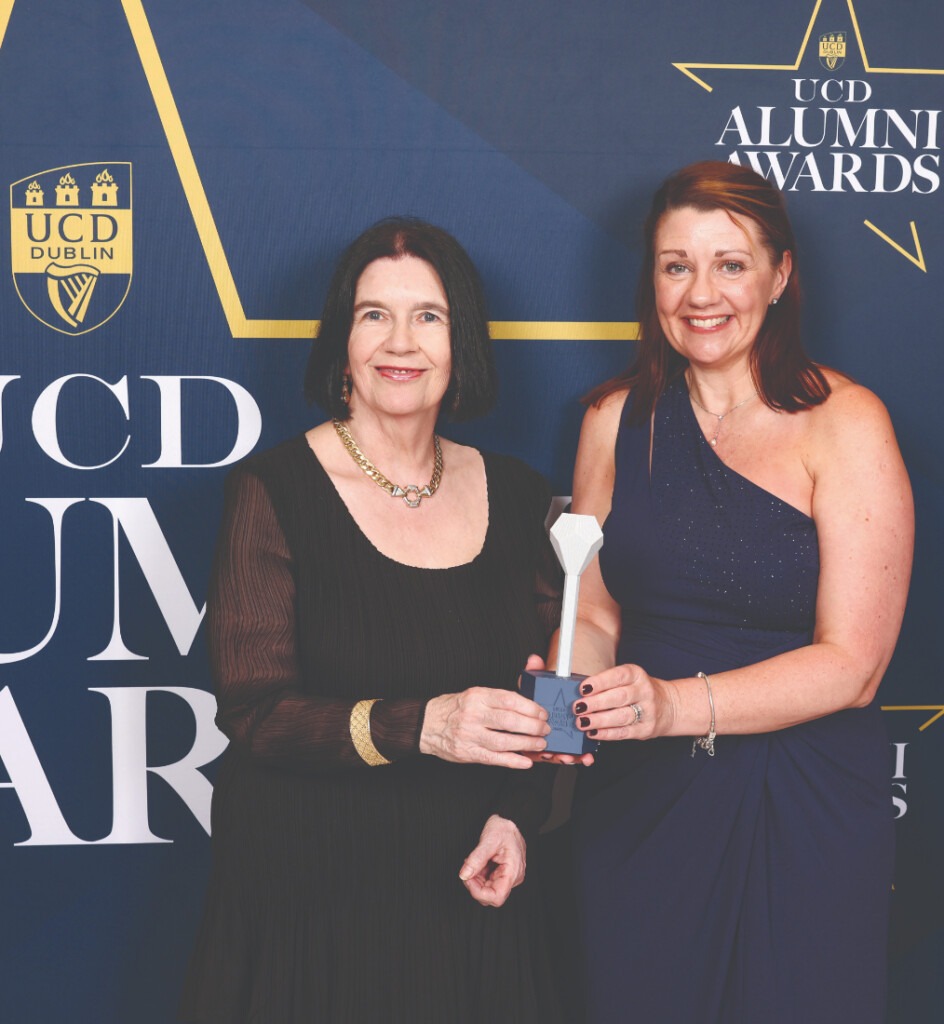 Prof. Cecily Kelleher Principal, College of Health and Agricultural Science, with Rachel Kenna, UCD Alumni Award 2023 in Health and Agricultural Science.