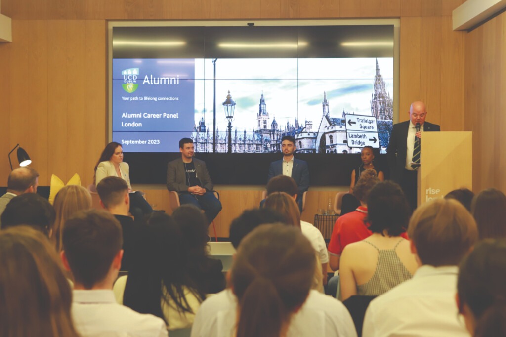 Alumni Career Panel held in London with UCD alumni speakers, September 2023. 