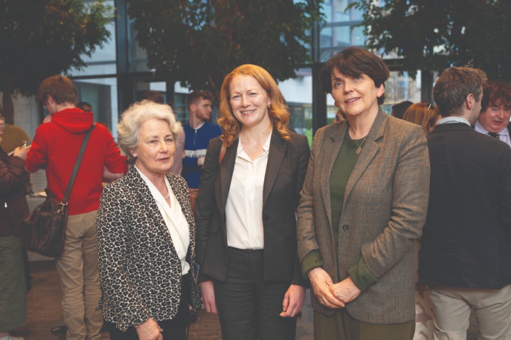 Former Supreme Court Justice and UCD alumna, Mary Finlay Geoghegan, Judge Suzanne Kingston and UCD President, Prof. Orla Feely at the JM Kelly lecture. 