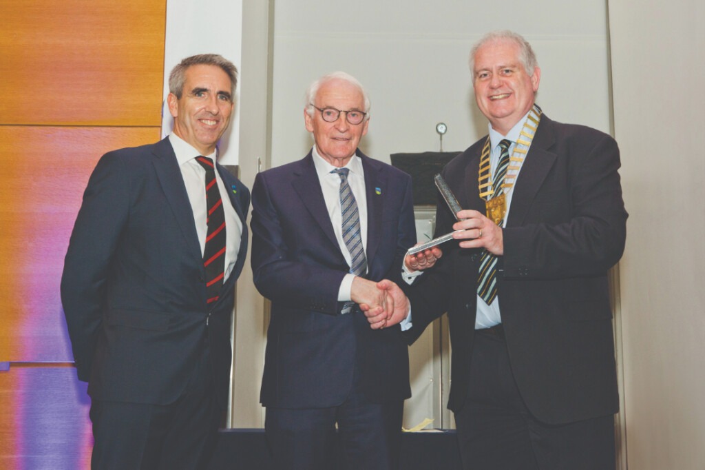 Assoc. Prof. Gary O’Toole, Prof. Patrick J. Boland, DGA Awardee, Assoc. Prof. Mick Molloy, MGA President. 