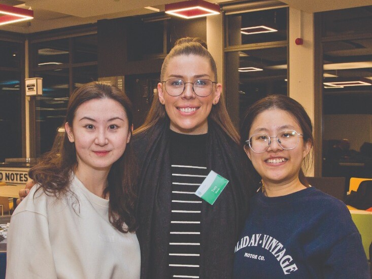 Mentor, Tara Moran, MSc in Marketing Practice, Head of Sales at Virgin Media Television, with student mentees at the UCD Smurfit GLP Mentoring Programme launch.