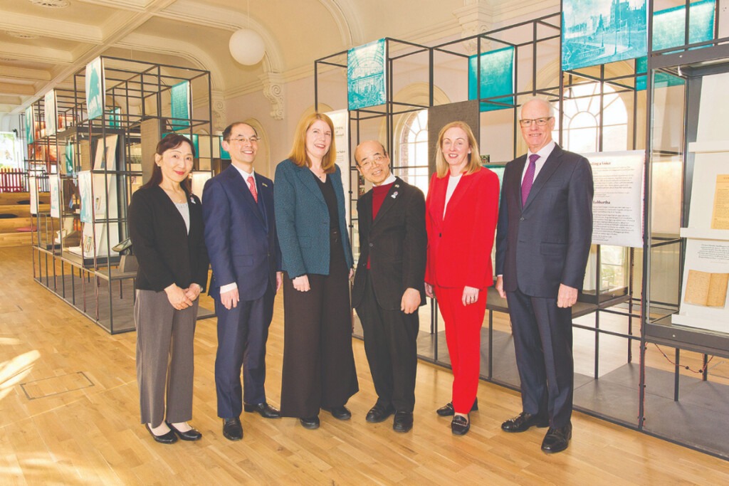 Attending the UCD Centre for Japanese Studies seminar at MoLI: Mrs Shimada, Assoc. Prof. Naonori Kodate (UCD), Prof. Christina Davis (Harvard University), H.E. Mr Junji Shimada (Ambassador of Japan to Ireland), Prof. Niamh Moore-Cherry, Adjunct Prof. John
Neary, former Ambassador of Ireland to Japan (2011-14).