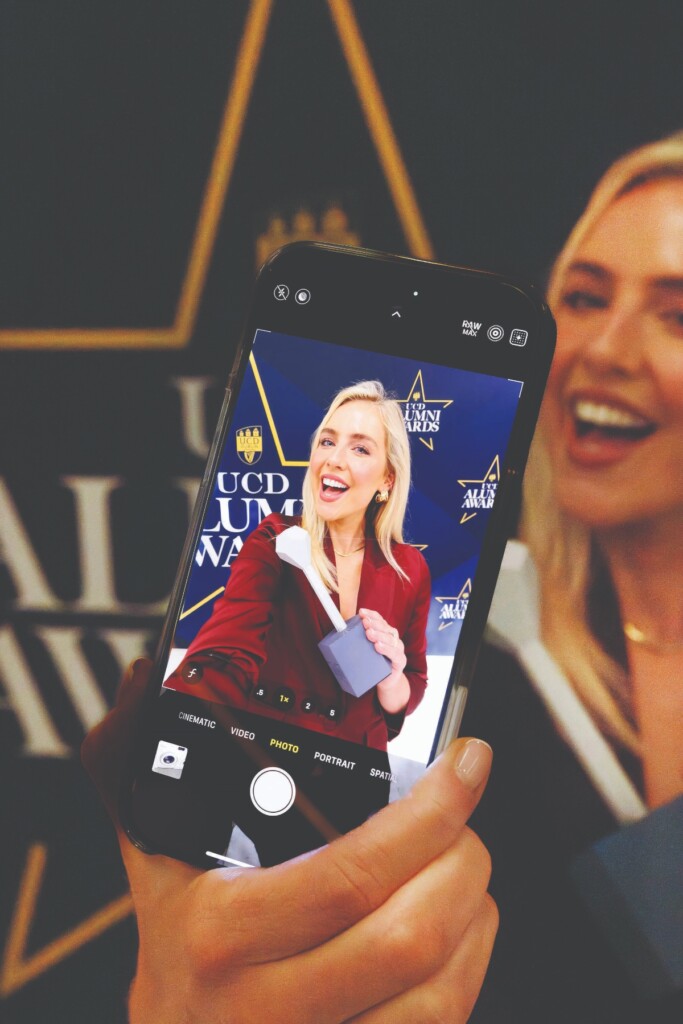 Beauty entrepreneur Aimee Connolly celebrates her UCD Alumni Award.
