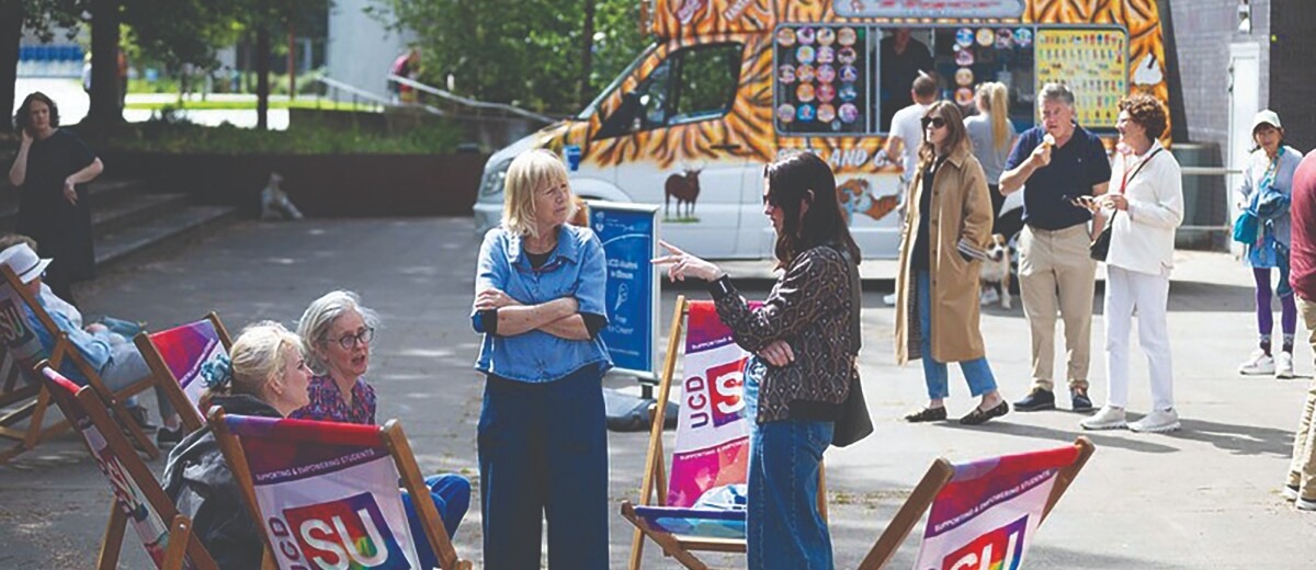Enjoying the sunshine at UCD in Bloom.