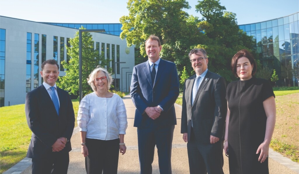 Darren Maher, Managing Partner, Matheson; Prof. Imelda Maher, UCD Sutherland School of Law; Minister Jim O'Callaghan TD; Prof. Colin Scott, UCD Deputy President; and Claire Scannell, Matheson.