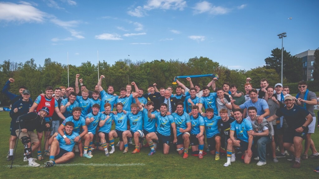 UCD Men’s Rugby U20A Team, winners of the JP Fanagan Premier 1 title.