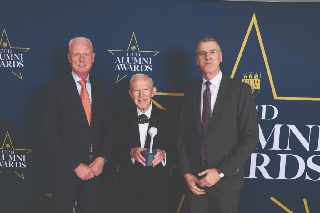 Prof. Michael Keane, Principal, UCD College of Health and Agricultural Sciences, Dr Peter J. Timoney, UCD Alumni Awardee in Health and Agricultural Sciences, and Prof. Rory Breathnach, Dean, UCD School of Veterinary Medicine.