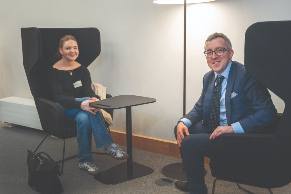 Ella Plunkett & Colm Lehane at a mentoring event at UCD Quinn School.