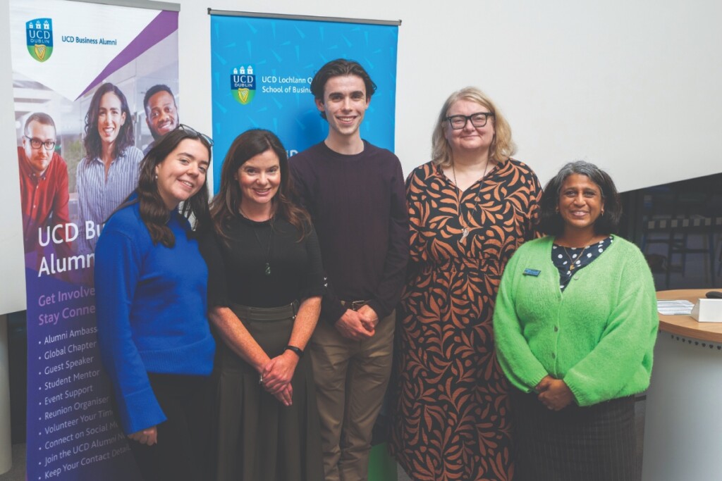 Laura Fleming, Carla McNally, Liam Smyth, Prof. Maeve Houlihan and Meeta Dutt.