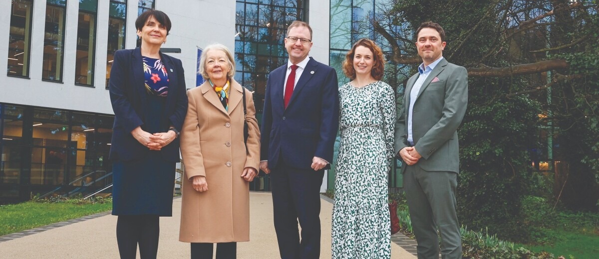 Hildegarde, Lesley and Robert O’Connor, with UCD President, Professor Orla Feely, and Minister for Further and Higher Education, Research, Innovation and Science, James Lawless at the opening of the O’Connor Centre for Learning.