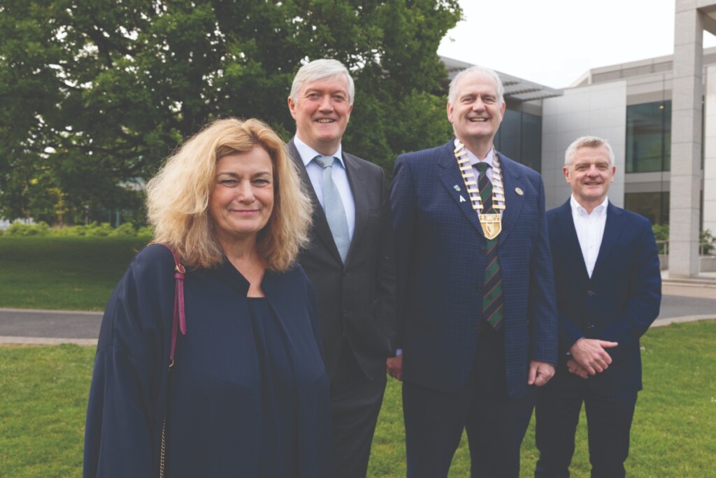 Prof. Mary Reilly (Class of 1986), MGA Distinguished Graduate Award 2026; Prof. Diarmuid O’Shea; Assoc. Prof. Mick Molloy, President of the MGA; Prof. Paddy BComm Class of 1980. Mallon, Dean and Head of UCD School of Medicine.