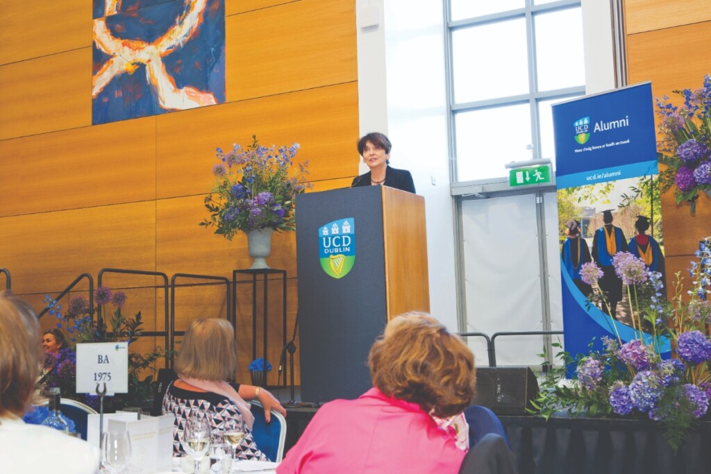 UCD President, Prof. Orla Feely addresses the Golden and Diamond graduates.