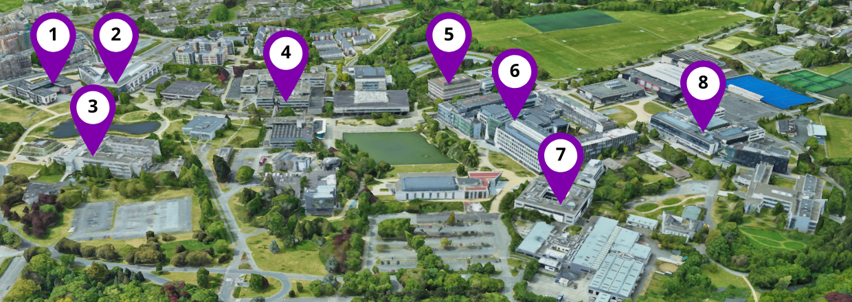 A map of the UCD campus marking Schools and Colleges